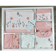 Baby Zuhu Çiçek Nakışlı Kız Bebek 10’lu Hastane Çıkışı – Pudra