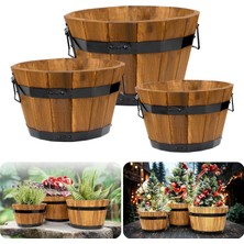 Braventa Collection Izdo Ahşap Bitki Saksısı, , 3'lü Set