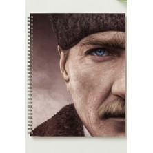 Black-One Atatürk A5 Metal Spiralli Çizgisiz Kalın Bristol Kapak Atatürk Defter