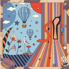 Dokuz99 Ipek Saten Desenli Fular 70X70