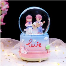  kar küresi sevgili çift püskürtmeli ışıklı müzikli