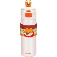 Braventa Collection Diller 480ML Sevimli Hayvanlar Süslü Pipetli/pipetsiz El Askılı Paslanmaz Çelik Termos ()