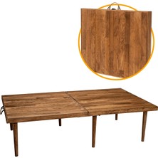 Braventa Collection Pratikoutdoor Katlanır Sabit Ayaklı Kamp, Piknik ve Bahçe Masası 70X120 cm - Ceviz Renk