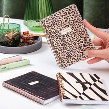 Braventa Collection Paperora Cep Boy 10X14 cm Spiralli Çizgili Karton Kapak 3'lü Defter Seti Leopar