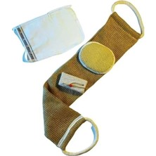 Braventa Collection Cingöz Shop Doğal Keten Sırt Lifi, Doğal Yüz Lifi, Kesecim Kese ve Topuk Taşı 4'lü Banyo Hamam Seti