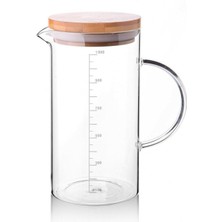 Braventa Collection Deconox 1000ML Bambu Kapaklı Cam Ölçü Kabı – Dayanıklı ve Şeffaf Sıvı & Kuru Malzeme Ölçme Kabı | Mu