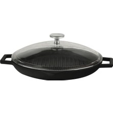 Braventa Collection Döküm Izgara Tva Cam Kapaklı, 26 cm