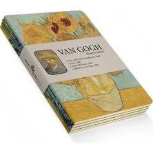 Braventa Collection Retronote Flowers Series - A6, Van Gogh 4'lü Defter Seti Iıı, Çizgisiz, Toplam 192 Sayfa, Her Biri 4