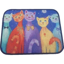 Braventa Collection Miapet Elekli Desenli Kedi Tuvalet Önü Paspası 60 x 45 cm Papyonlu Kedi
