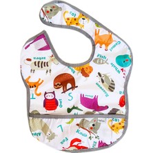 Braventa Collection Sızdırmaz Cepli ve Boyundan Cırtlı Bebek Mama Önlüğü Zoo