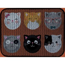 Braventa Collection Eryatex Elekli Tuvalet Önü Kedi Kumu Paspası Renkli Desenli Elekli Kedi Tuvalet Önü Kum Toparlayıcı