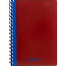 Braventa Collection Meteksan Pruva Ofis Serisi, A4 120 Yaprak Çizgili Karton Kapaklı Pet Spiralli Defter, Kırmızı
