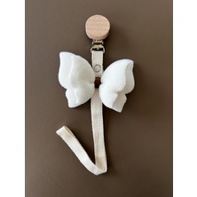 Braventa Collection Bebek Emzik Askısı/emzik Askılığı - Kelebek Desenli, Güvenli Klipsli (Beyaz)