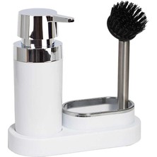 Braventa Collection Polen Sıvı Sabunluk ve Fırça Mutfak Seti, Beyaz