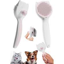 Braventa Collection Ata Home Kedi Köpek Otomatik Temizlenen Tuşlu Tüy Toplayıcı Tarak Basmalı Kedi Köpek Fırçası Evcil P