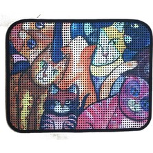 Braventa Collection Miapet Elekli Desenli Kedi Tuvalet Önü Paspası 60 x 45 cm Kedi Suratlar