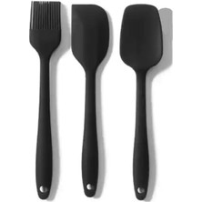 Braventa Collection Promosyonca Siyah Silikon Mutfak Aletleri Seti, 2 Spatula ve 1 Fırça, 3 Parça