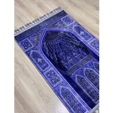 Dokuma Taban Örgü Püsküleri ve Ipek Kadar Yumuşak Mor Renkli Yüzeyiyle Bambu Seccade Namazlık 80X125 cm Hac Umre Ramazan Hediyesi
