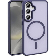 Braventa Collection S24 Kılıf Magsafe Uyumlu Şarj Özellikli Mat Arka Yüzey Sio Kapak - Koyu Mor