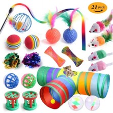 Braventa Collection Glipet T Tünelli Oltalı Kedi Oyuncak Seti 21 Parça