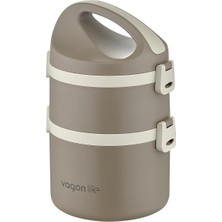 Braventa Collection 1800 ml Iki Kat Yuvarlak Paslanmaz Çelik Bento Yeni Nesil Sefer TASI-FFLBOX40130