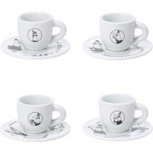 Braventa Collection Bialetti - 4'lü Espresso Fincan Seti - Carousel - Siyah Beyaz Karma Renk - Porselen