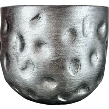 Braventa Collection Bitkitasarımı Ev Dekorasyon Aksesuar Gümüş Desenli Toprak Saksı Saksılık Salon Çiçeklik - 19 cm