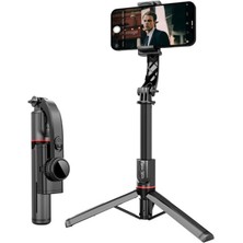Braventa Collection Coverzone Gimbal Stabilizer Selfie Stick Tripod – 2’si 1 Arada Kablosuz Bluetooth Uzaktan Kumandalı,