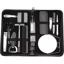 Braventa Collection Erkek Için 13'lü Seyahat Boy Deri Çantalı Bakım Set Tırnak Makas-Cımbız-Ayna-Törpü-Jilet-Makas