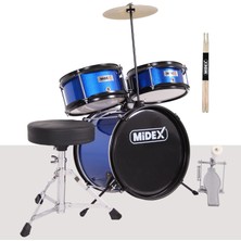 Braventa Collection Midex CD300X-BL Akustik Çocuk Baterisi Davulu Seti 5-14 Yaş Için Full Set