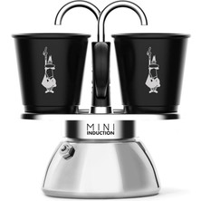 Braventa Collection Bialetti - Set Mini Indüksiyon: Ocak Üstü Espresso Pişirici + 2 Cups - Indüksiyon Ocak Türleri Için