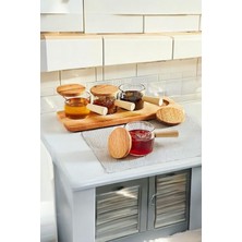 Braventa Collection Mithra Life 4 Adet Ahşap Saplı Standlı Mika Şeffaf Sunumluk Sosluk Reçellik Çerezlik MIT1152