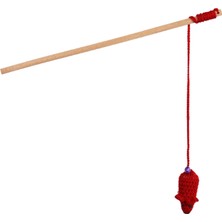 Braventa Collection X-Perk Ahşap Saplı Oyuncaklı Zilli Fare Örme Kedi Oltası Oyuncak