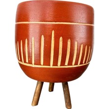 Braventa Collection Bitki Tasarımı Ev Dekorasyon Aksesuar Dik Çizgi Desenli Toprak Saksı Saksılık Salon Çiçeklik 3 Ayakl