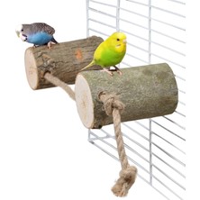 Braventa Collection X-Perk Doğal Ağaç Ipli Kütük Tünek 2'li Set