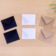 Braventa Collection Minik Zarf Seti, 7x9 cm 6 Adet (Kraft-Beyaz-Siyah)
