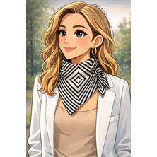 Dokuz99 Ipek Saten Desenli Fular 70X70