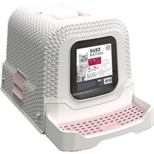 Braventa Collection M-Pets Suez Rattan Kapalı Kedi Tuvaleti White/pink 69X42X41CM