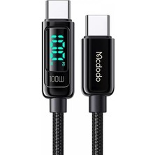 Braventa Collection Mcdodo CA-8820 Type-C To Type-C 100W Pd Dijital Ekranli Data-Şarj Kablosu 5A 1.2m, Siyah