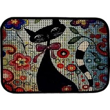 Braventa Collection Miapet Elekli Desenli Kedi Tuvalet Önü Paspası 60 x 45 cm Çiçekler