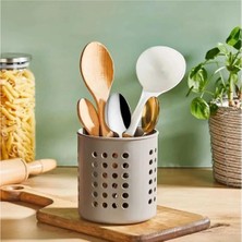 Braventa Collection Silindir Kaşıklık Tezgah Üstü Servis Standı Dik Kaşıklık Düzenleyici Beyaz