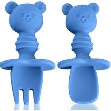 Braventa Collection Xspring Bebek Çatal ve Kaşık Seti, Silikon Kendinden Besleme Gereçleri, Taşıma Çantalı Bebek Çatal B