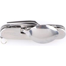 Braventa Collection Kumanya Çakısı | 5’i 1 Arada Kamp ve Outdoor Yemek Seti: Çatal, Kaşık, Bıçak, Konserve Açacağı, Gazo