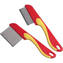 Braventa Collection Neystore 1 Kısa Dişli + 1 Uzun Dişli, Renkli Plastik Tutma Saplı, Metal Sık, Dişli Bit Tarağı (Topla