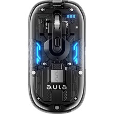 Braventa Collection Aula AM210 Dual Mode Bluetooth ve Kablosuz 1600DPI Rgb Şeffaf Şarjlı Mouse