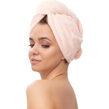 Braventa Collection %100 Pamuk Pudra Havlu Bone Saç Kurutma Bonesi Kafa Havlusu Duş Banyo Bonesi Islak Saç Kurulama Bone