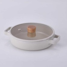 Braventa Collection D-NEOF226L Fıka Cam Kapaklı Alumınyum Sıg Tencere 26 cm Be