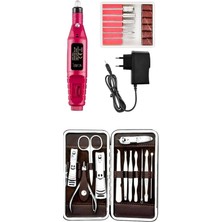 Braventa Collection Elektrikli Tırnak Törpü Seti ve Çantalı Tırnak Makası Cımbız Törpü 12 Parça Manikür Pedikür Seti