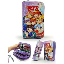 Braventa Collection Limmy Kalem Desenli Kpop Organizer Kalemkutu Vegan Üç Bölmeli Kalemlik