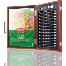 Braventa Collection Academy Ahşap Kutuda Boyama Hediye Seti, 27 Parçalı Sanatçı Seti, Renkli Kalemler, Tebeşirler ve Aks